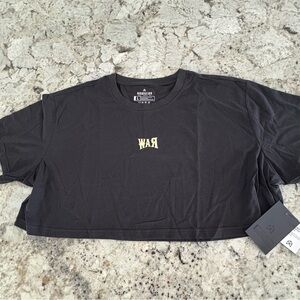 RawGear Black  Cropped T-Shirt with Gold Print
